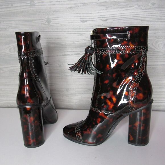 Tory Burch Tortoise Shell Huxley Leather Booties - Picture 6 of 8